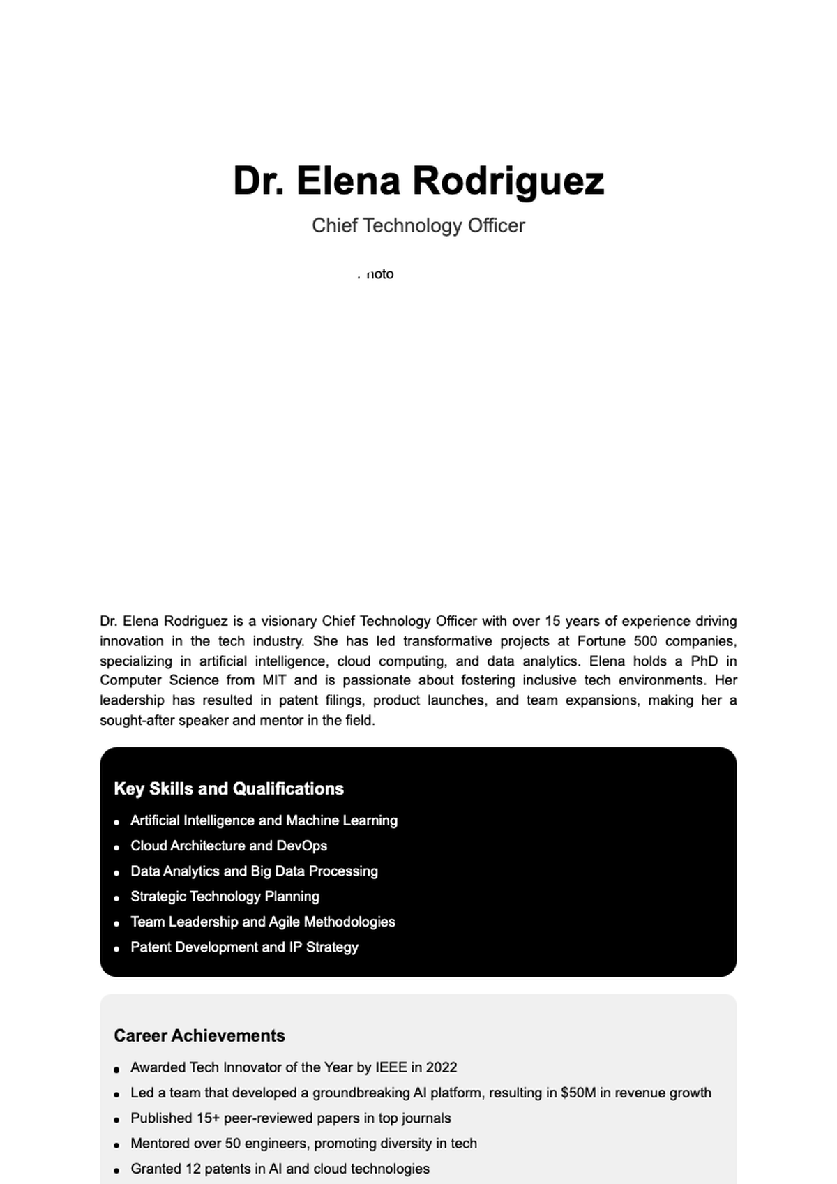 Modern professional resume template with photo placeholders and bold black white design_variant_3